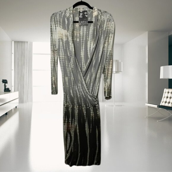 Young Fabulous & Broke Tie Dye Drop Waist Dress - Size Small - Plunging Neckline - Picture 1 of 14